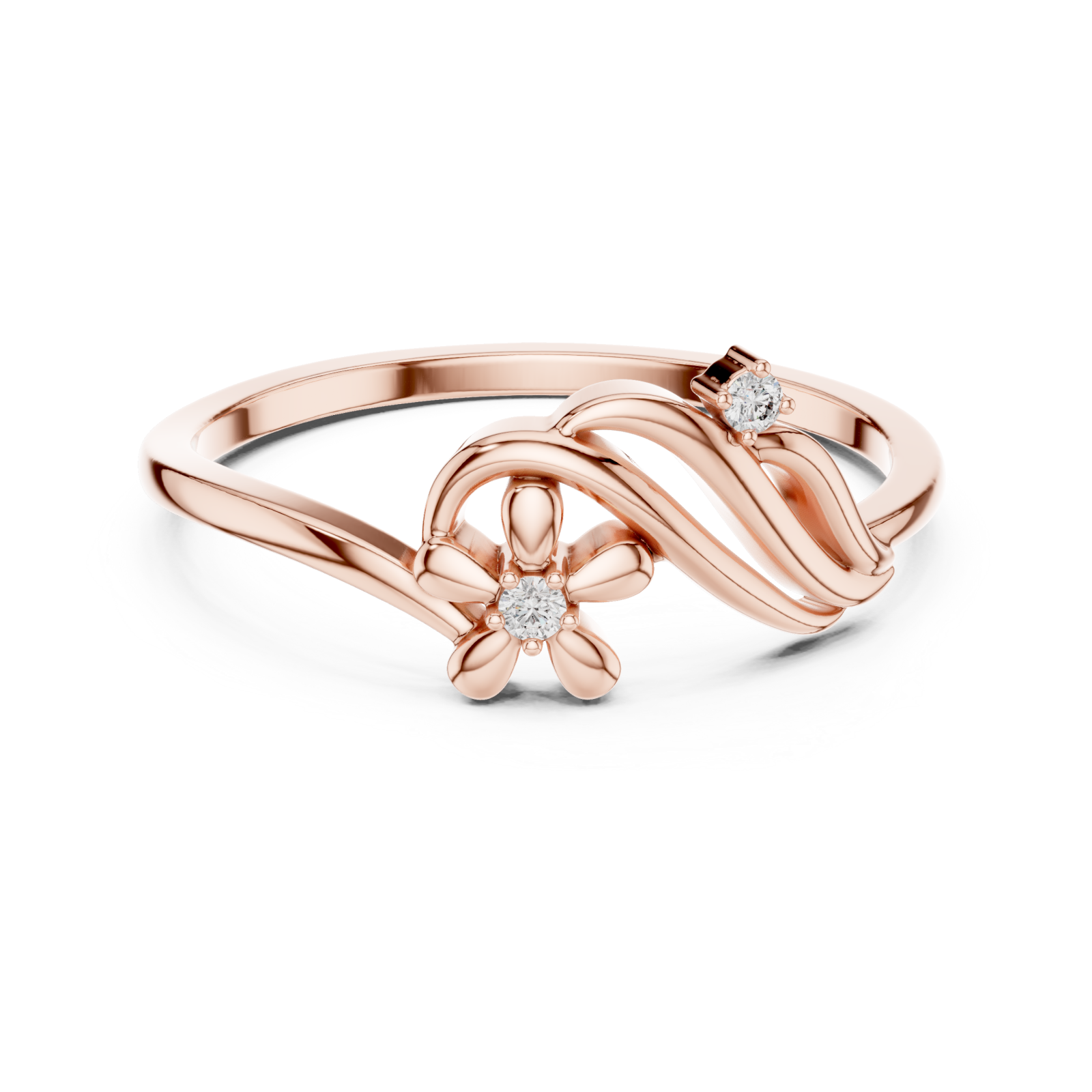  Rose Gold Floret Embrace Ring Front View