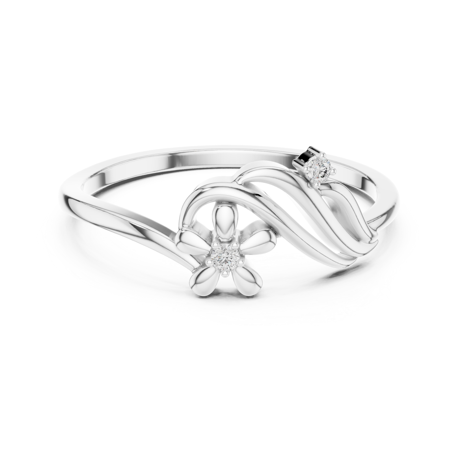  White Gold Floret Embrace Ring Front View