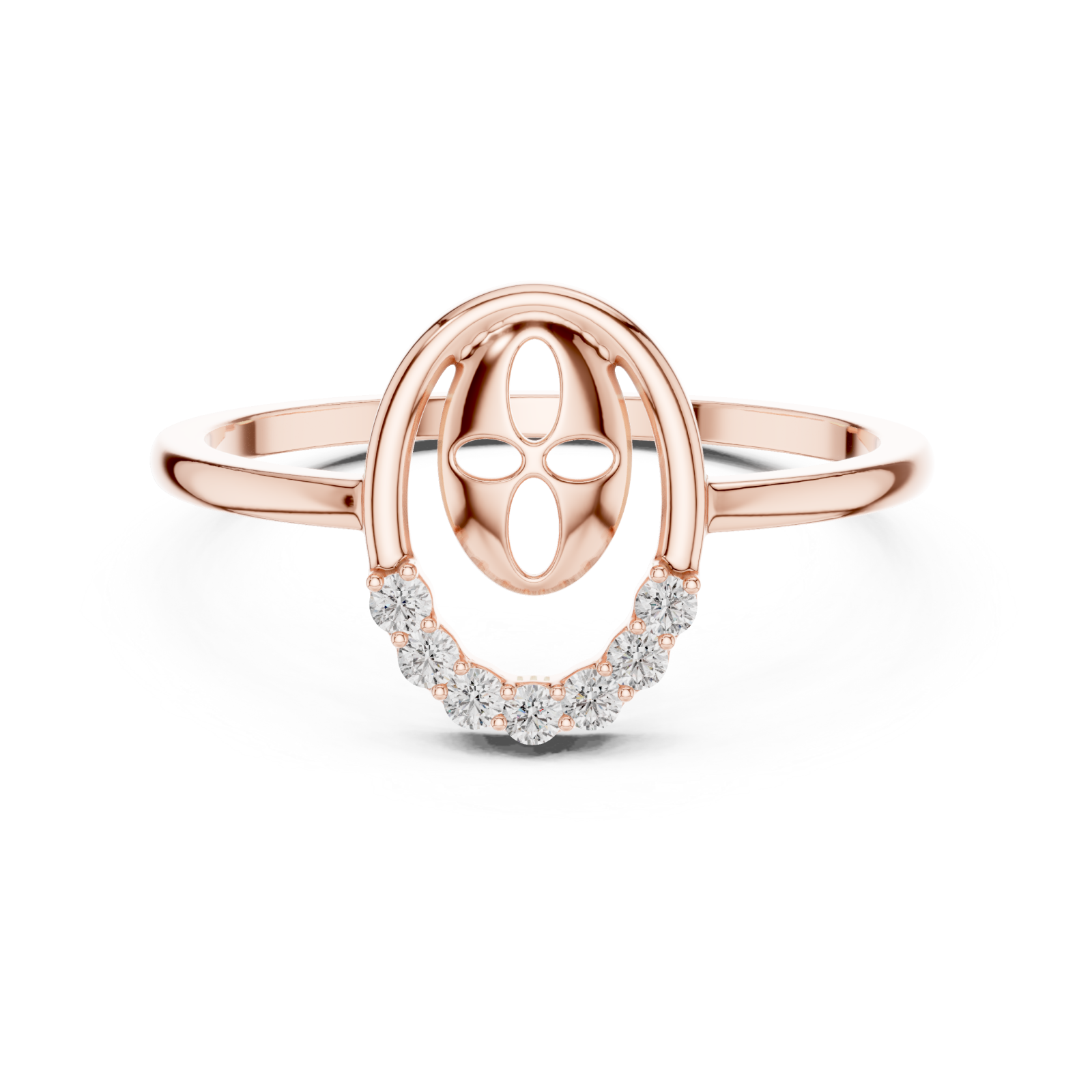  Rose Gold Celeste Bloom Band Ring Front View