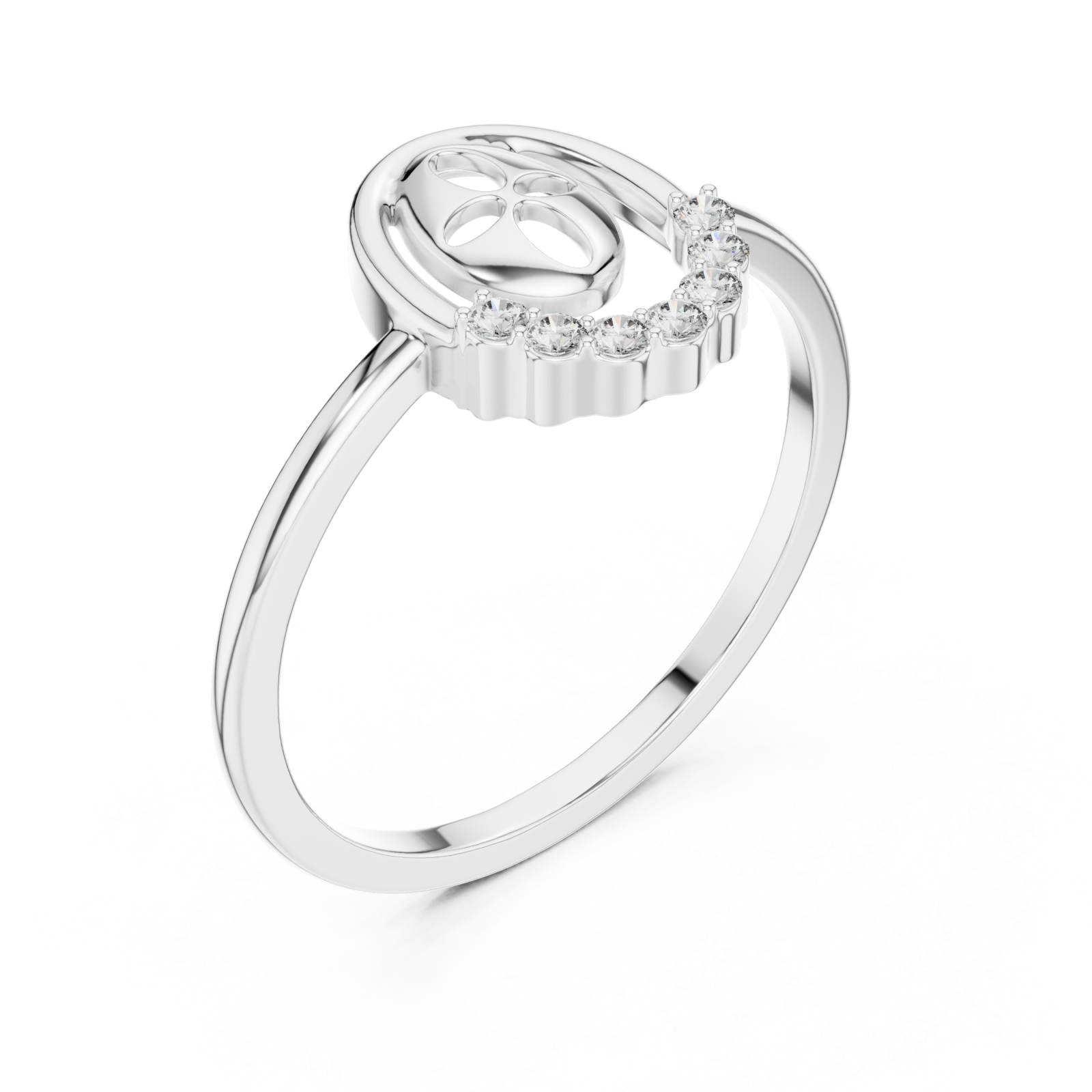  White Gold Celeste Bloom Band Ring Right View
