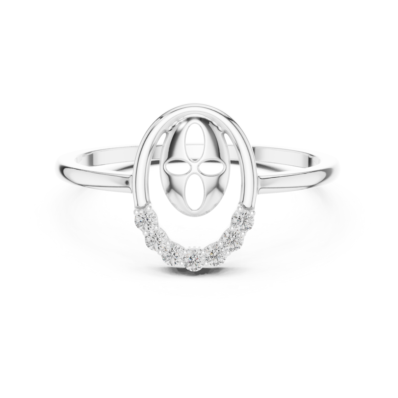  White Gold Celeste Bloom Band Ring Front View