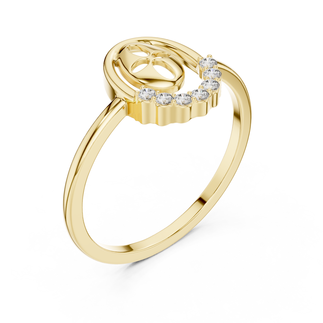 Gold Celeste Bloom Band Ring Right View