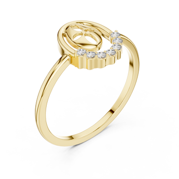 Gold Celeste Bloom Band Ring Right View