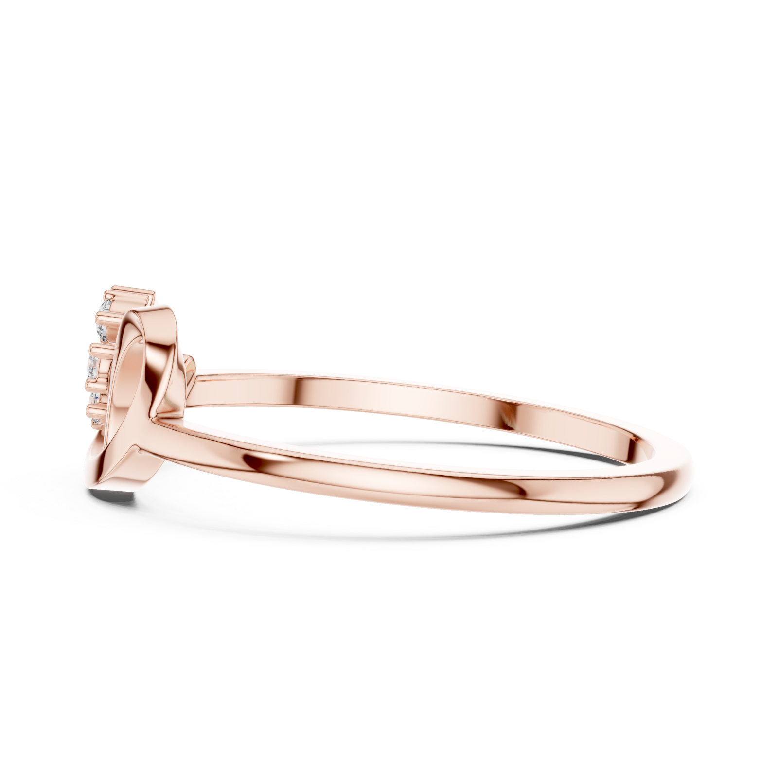  Rose Gold Viva Heart Ring Side View