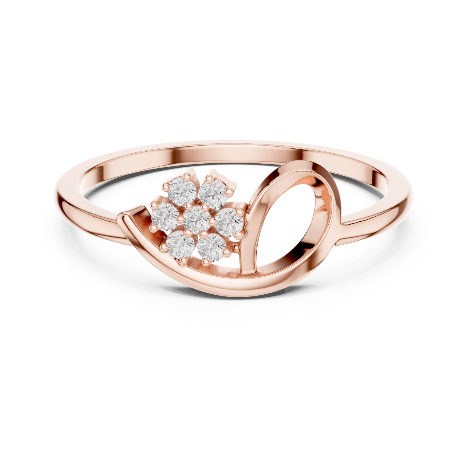  Rose Gold Viva Heart Ring Front View