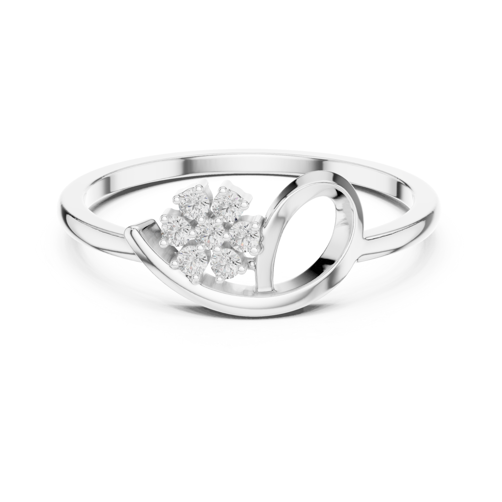 White Gold Viva Heart Ring Front View