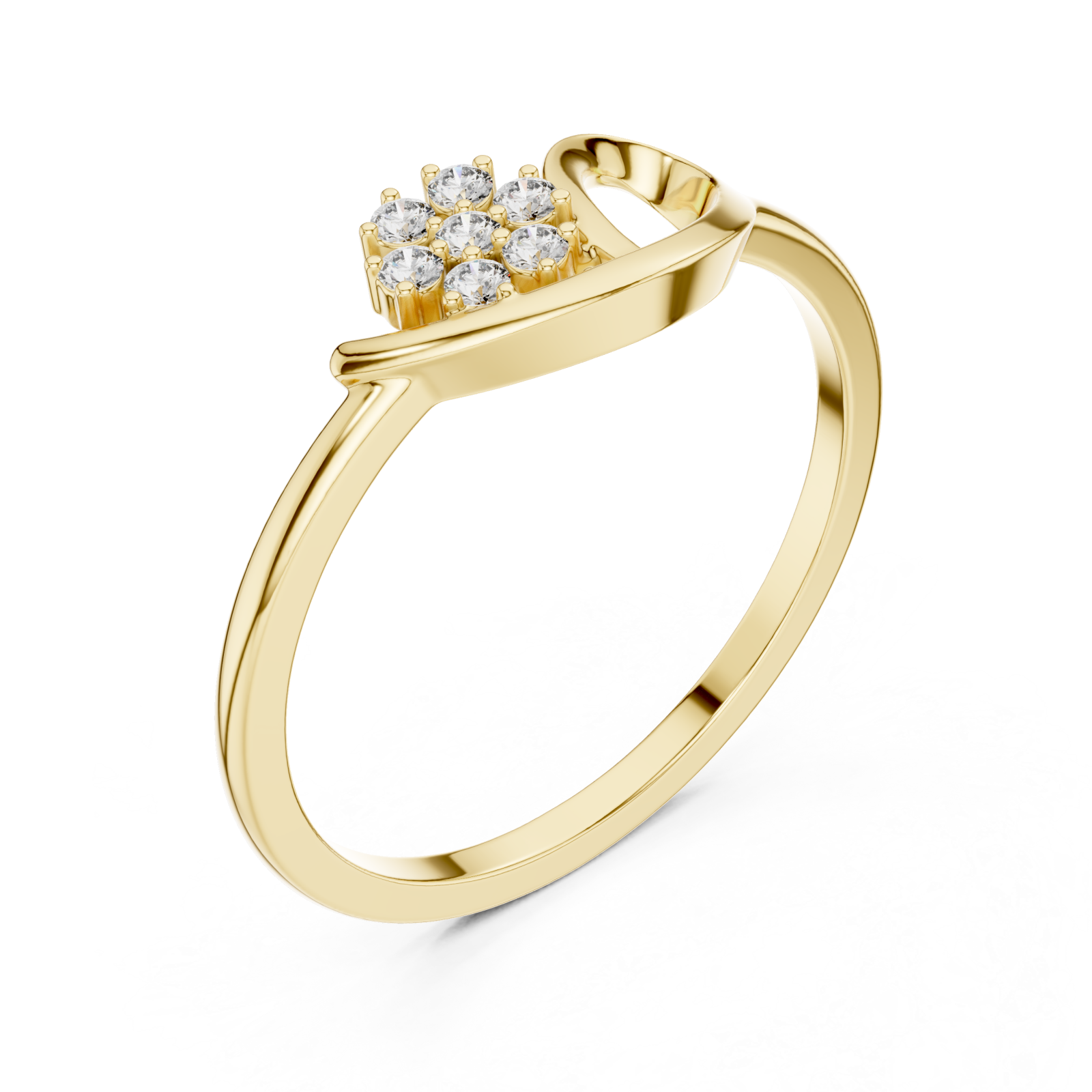 Gold Viva Heart Ring Right View