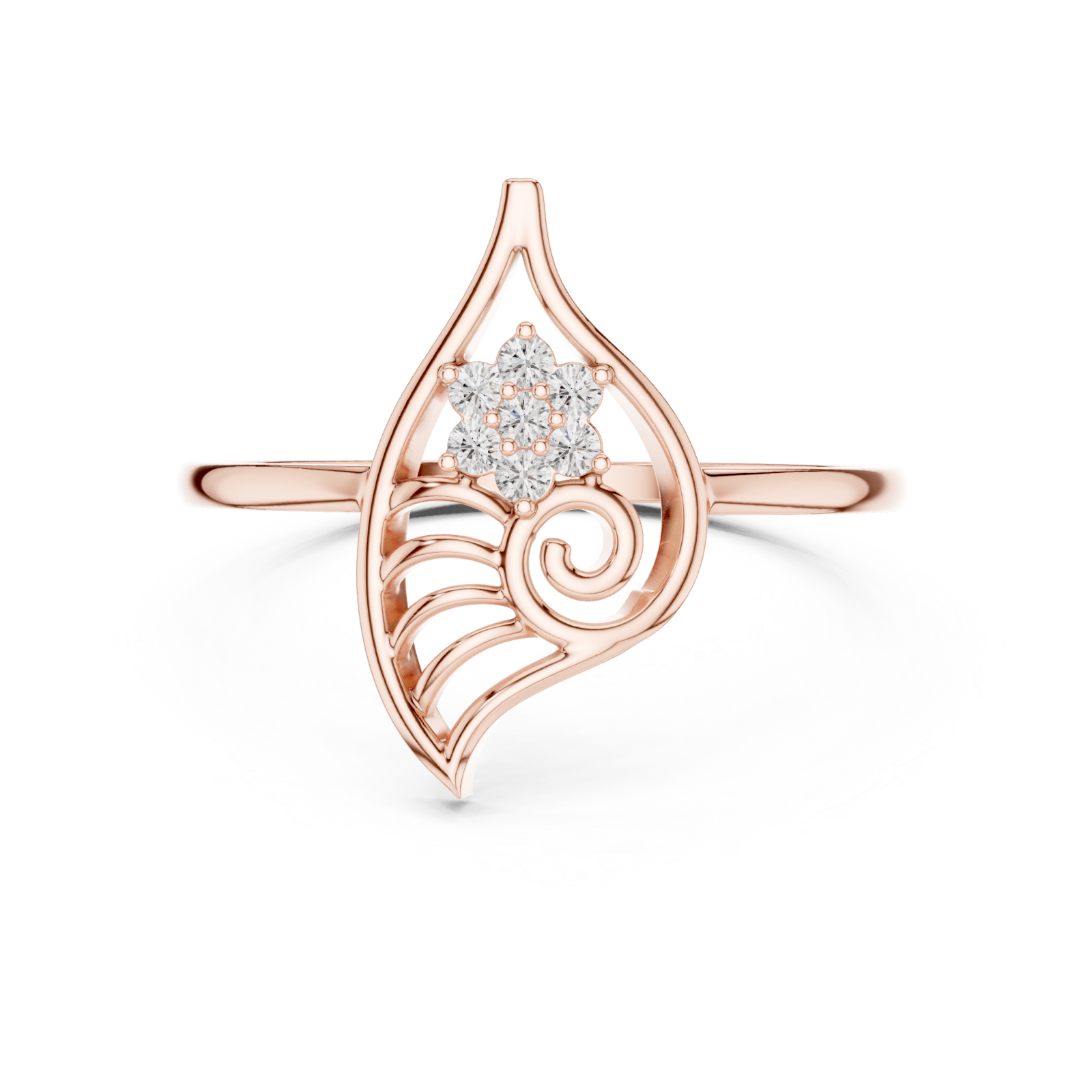  Rose Gold Petal Grace Ring Front View