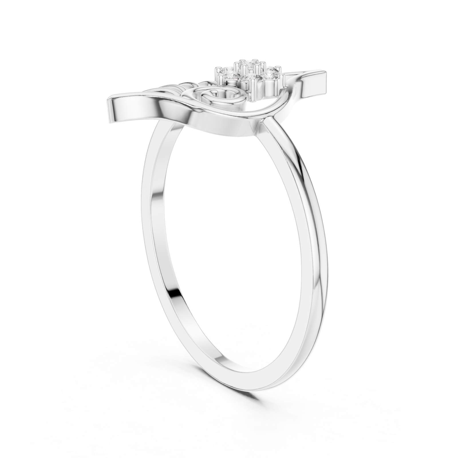  White Gold Petal Grace Ring Left View