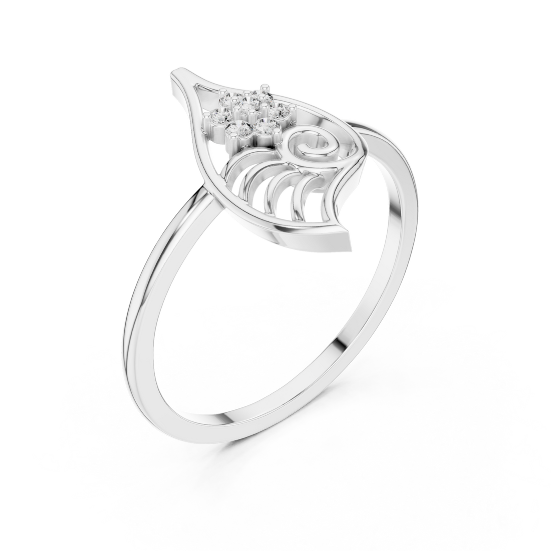  White Gold Petal Grace Ring Right View