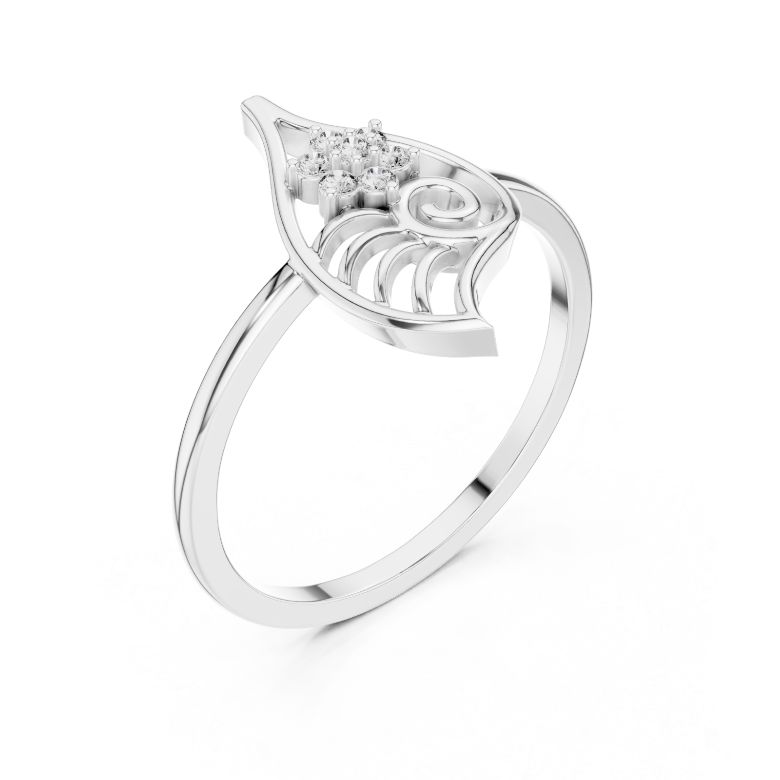  White Gold Petal Grace Ring Right View
