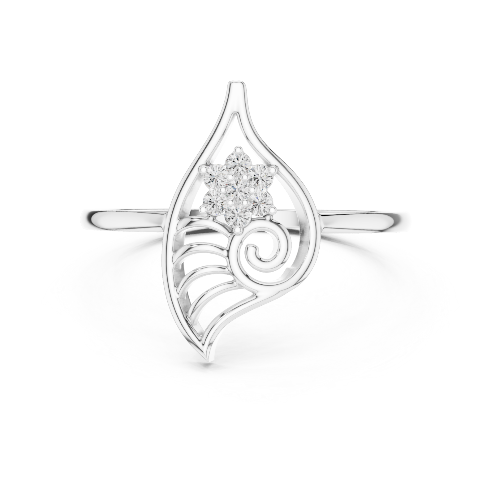  White Gold Petal Grace Ring Front View