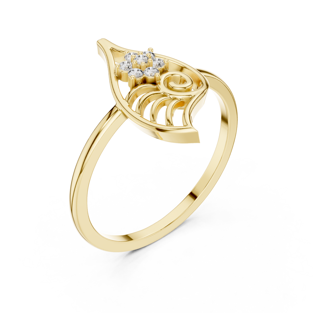Gold Petal Grace Ring Right View