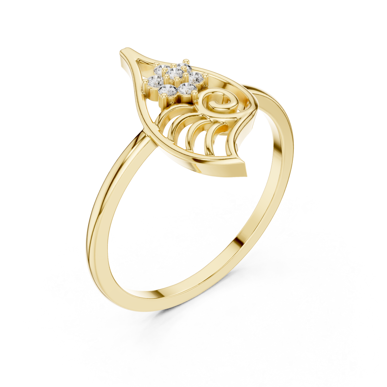 Gold Petal Grace Ring Right View