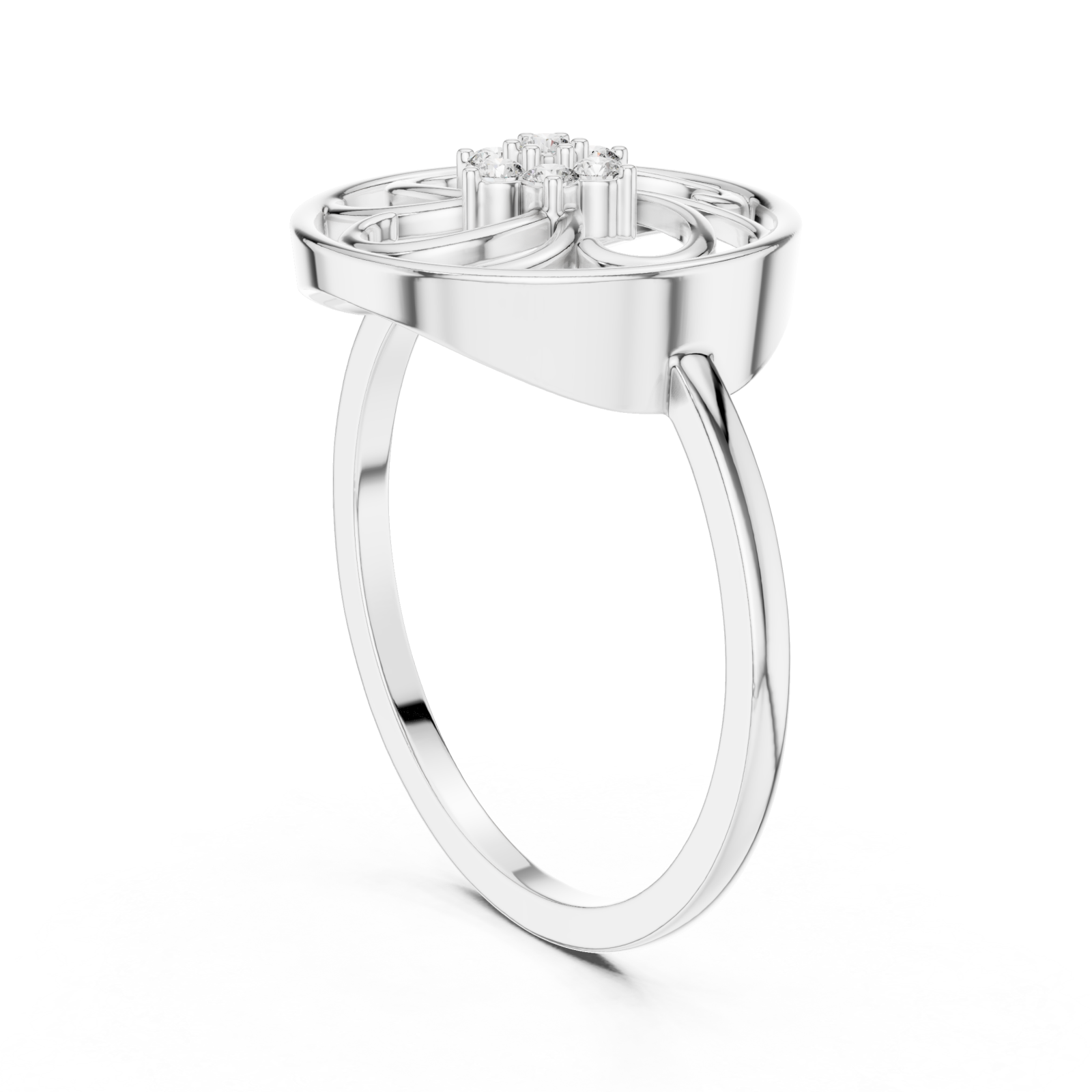  White Gold Vivid Lattice Ring Left View