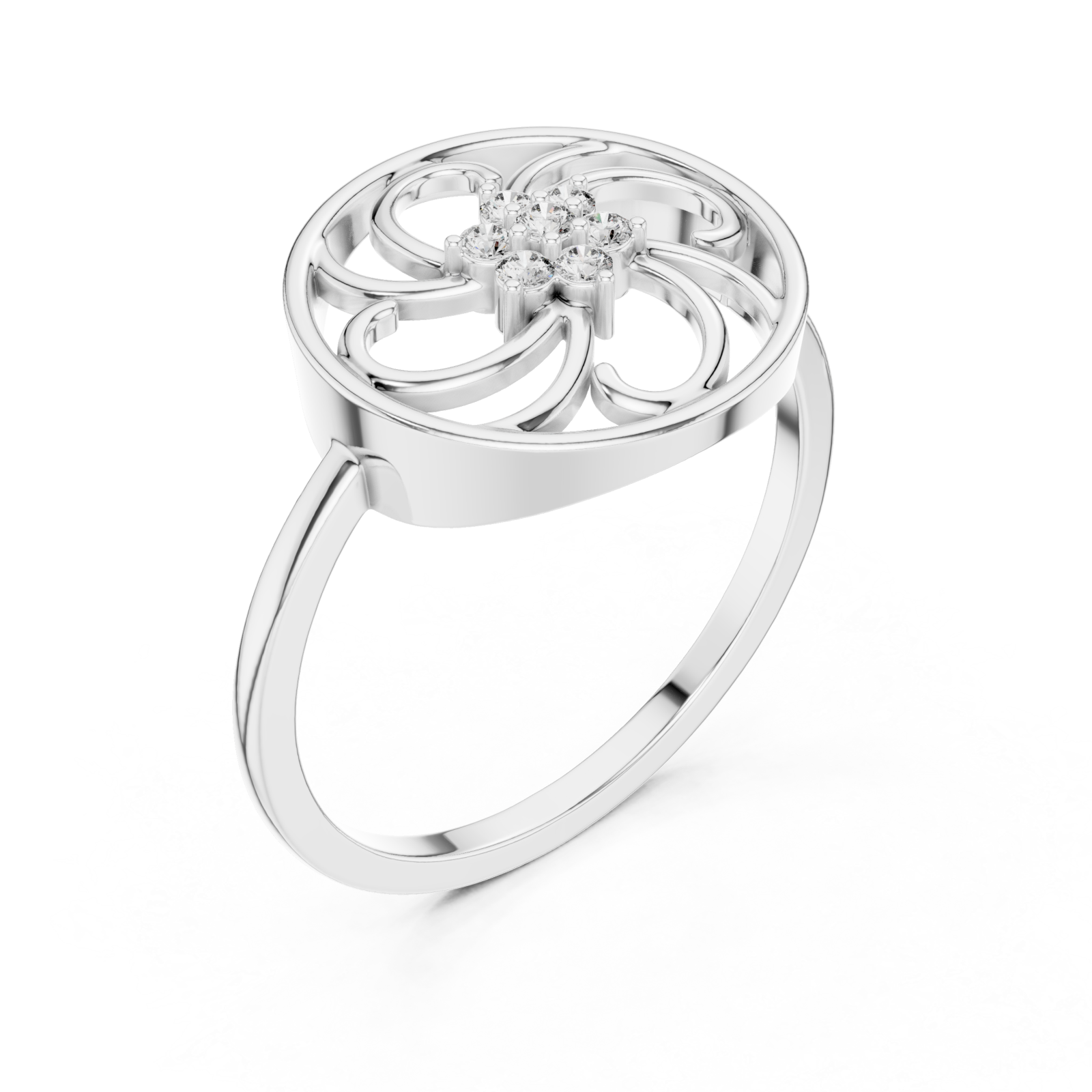  White Gold Vivid Lattice Ring Right View