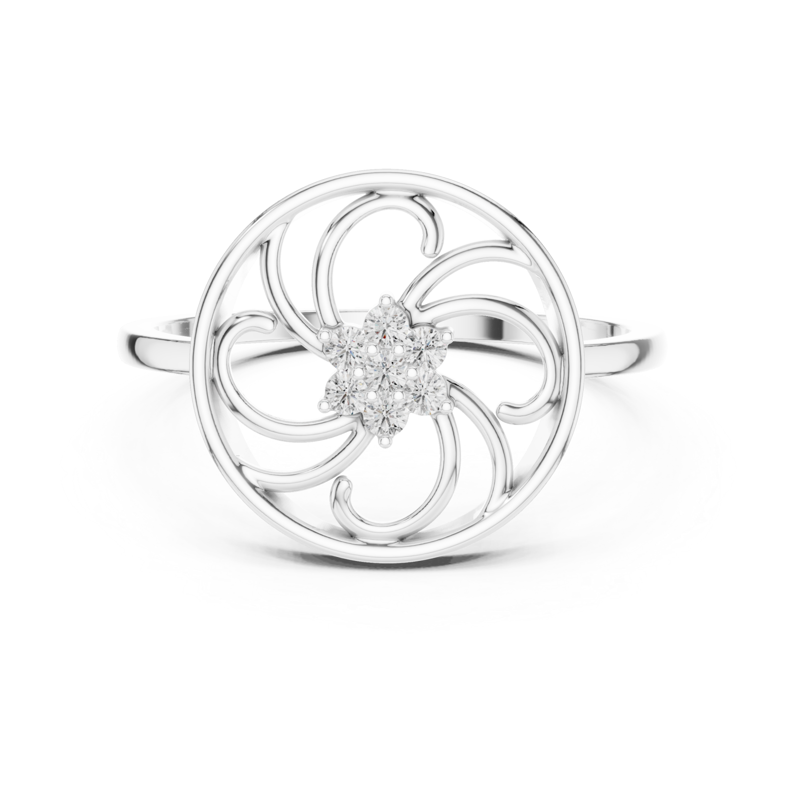  White Gold Vivid Lattice Ring Front View