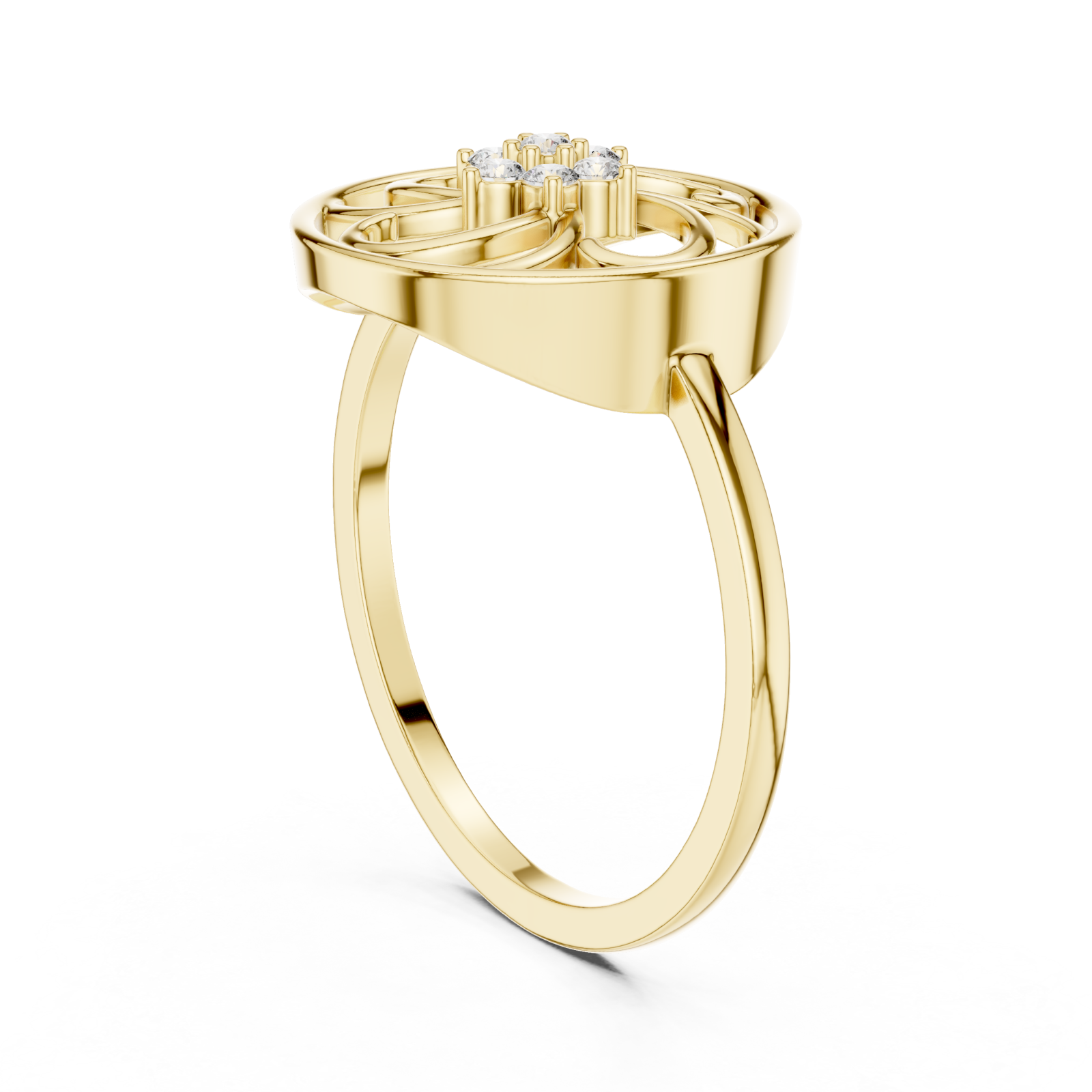  Gold Vivid Lattice Ring Left View