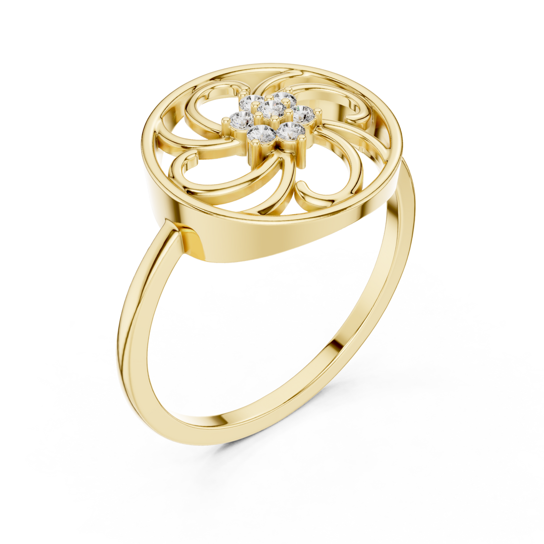 Gold Vivid Lattice Ring Right View