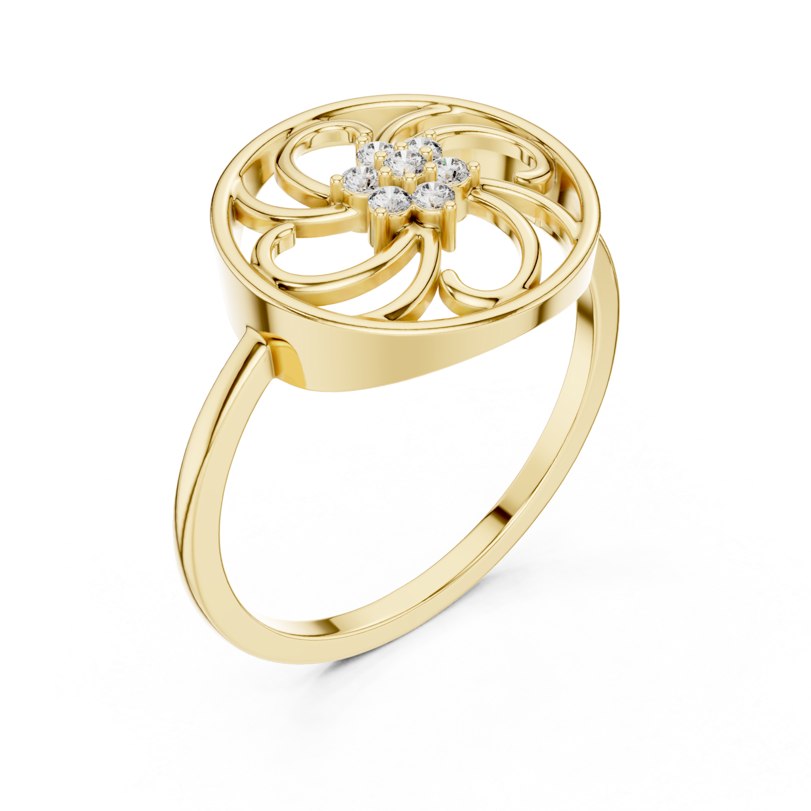 Gold Vivid Lattice Ring Right View