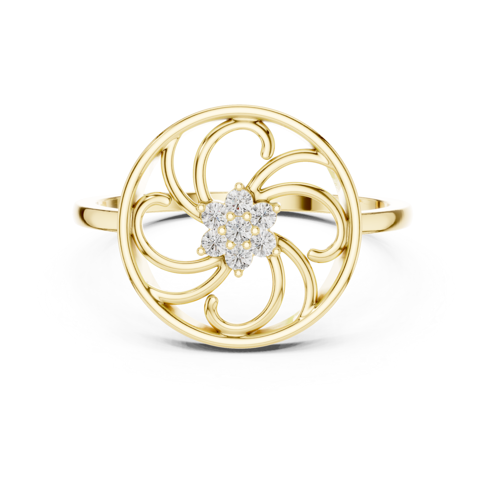  Gold Vivid Lattice Ring Front View