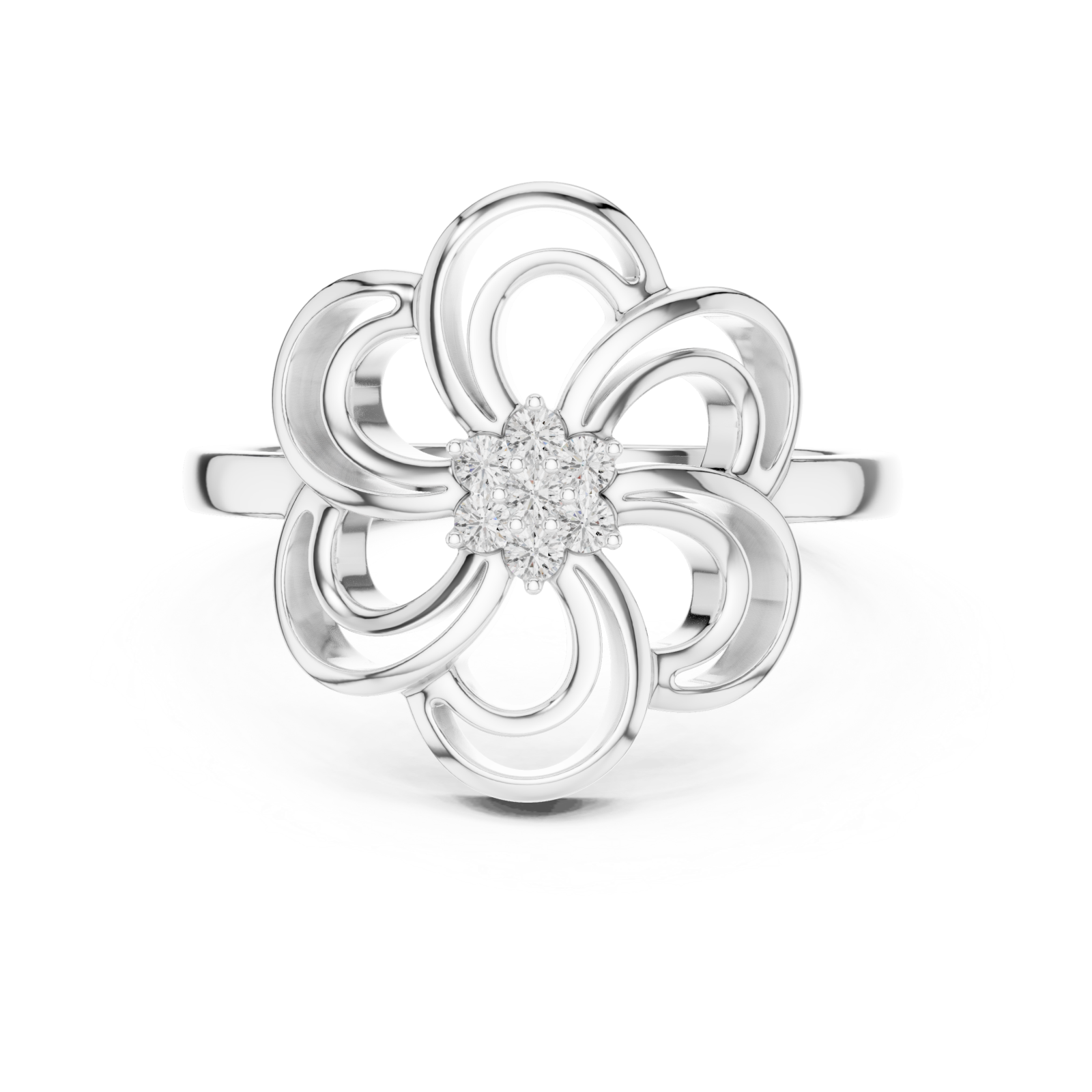  White Gold Petal Reverie Ring Front View