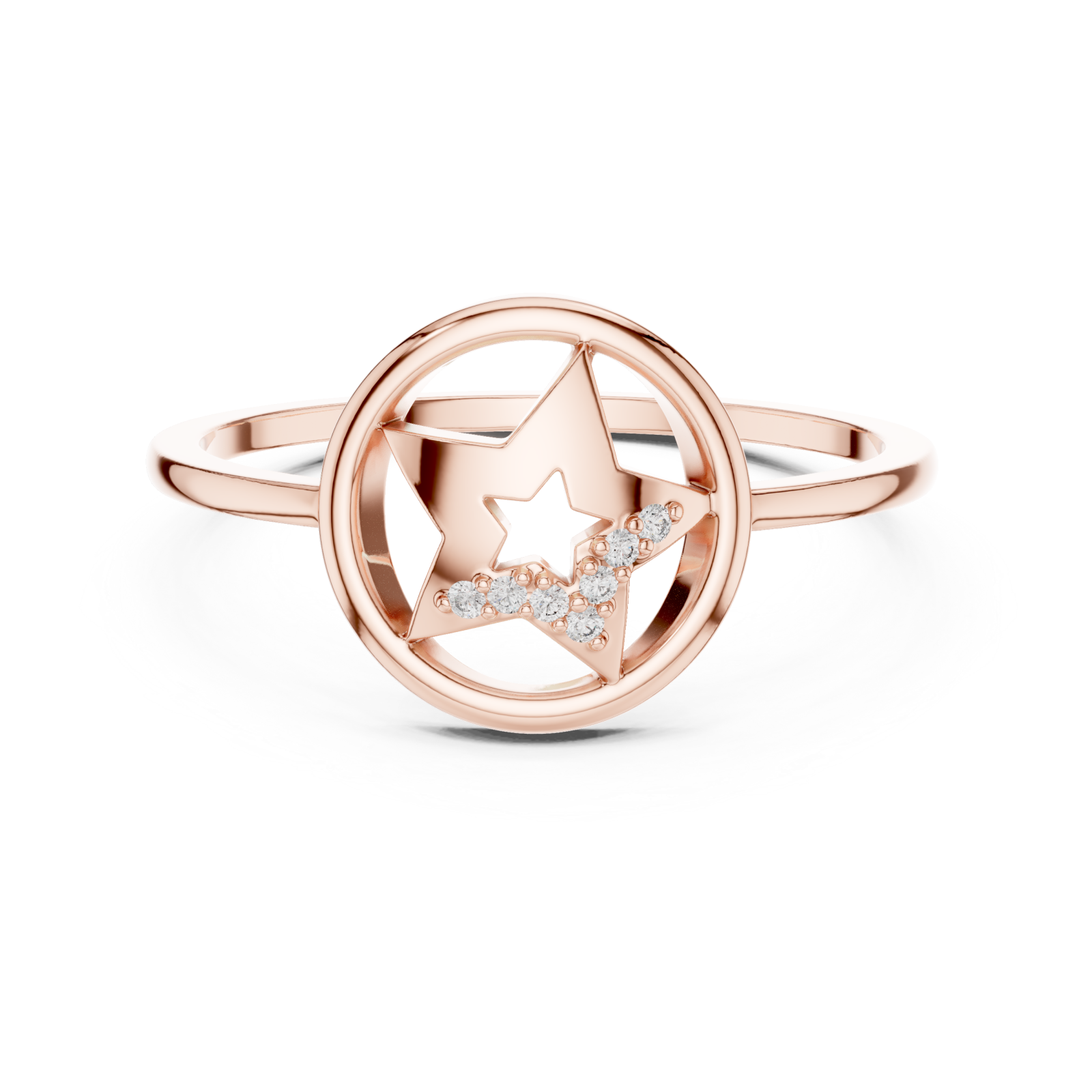  Rose Gold Stellar Embrace Ring Front View
