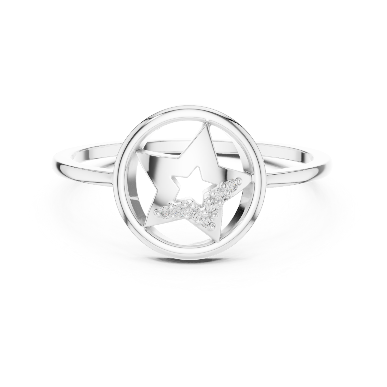  White Gold Stellar Embrace Ring Front View