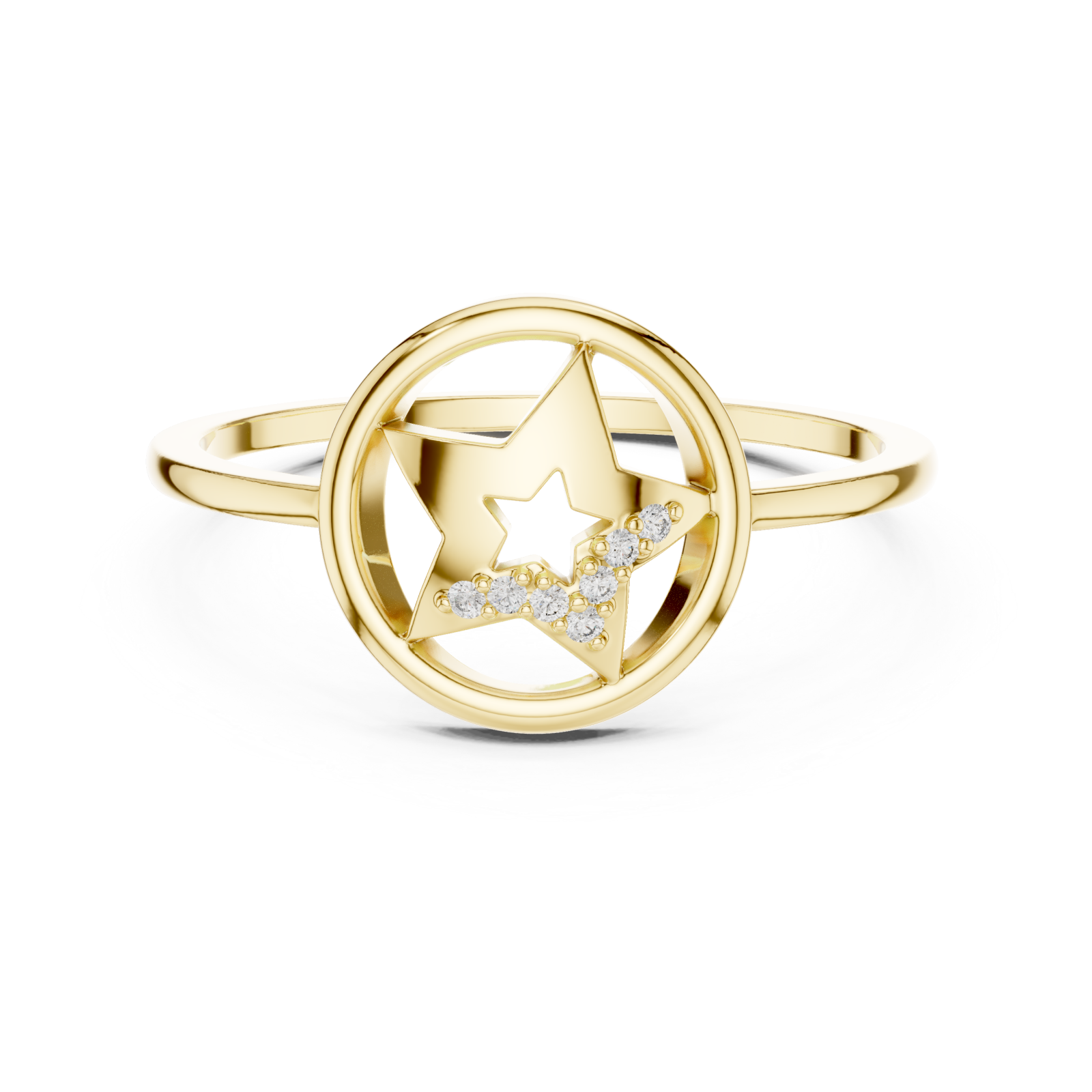  Gold Stellar Embrace Ring Front View