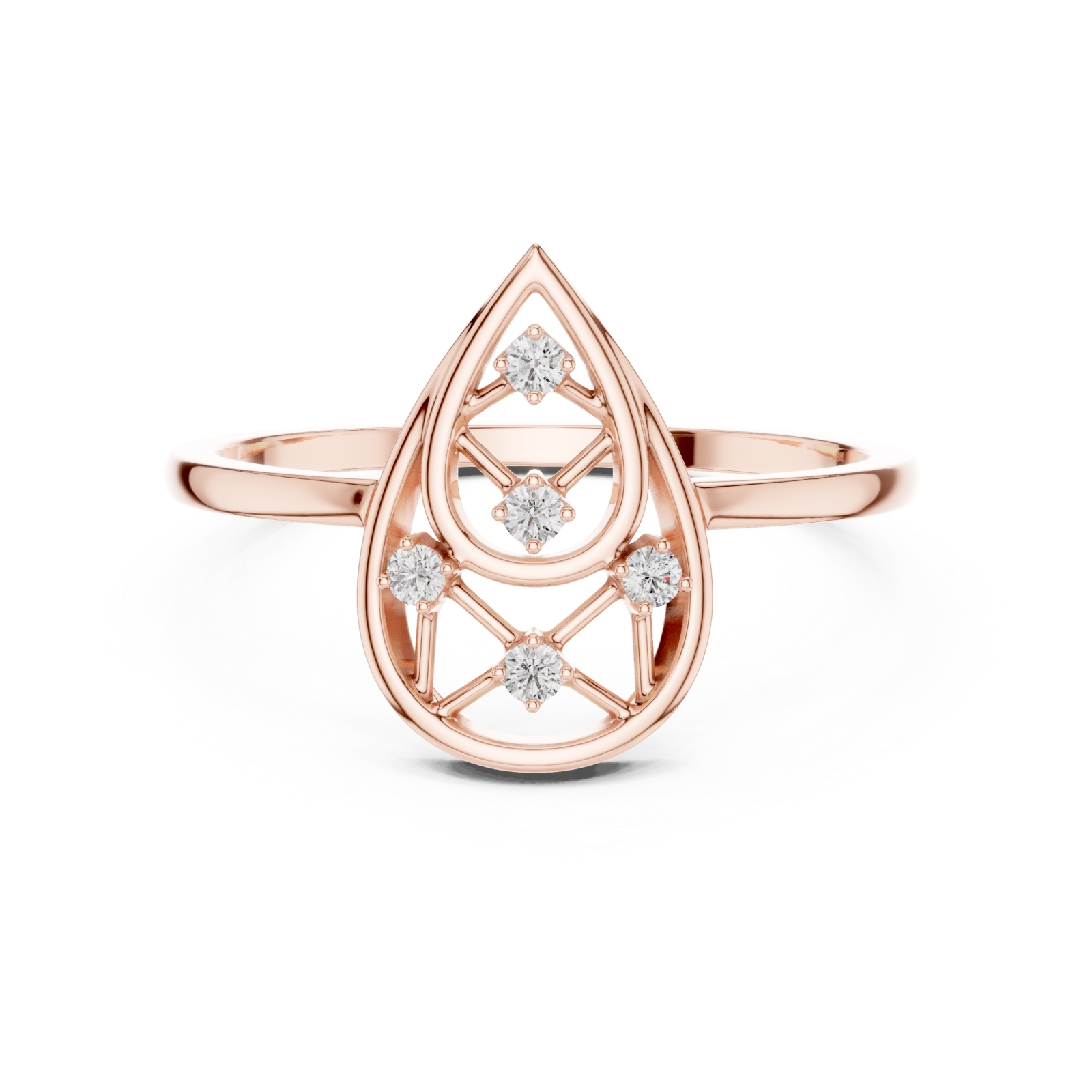 Rose Gold Muse Cascade Ring Front View