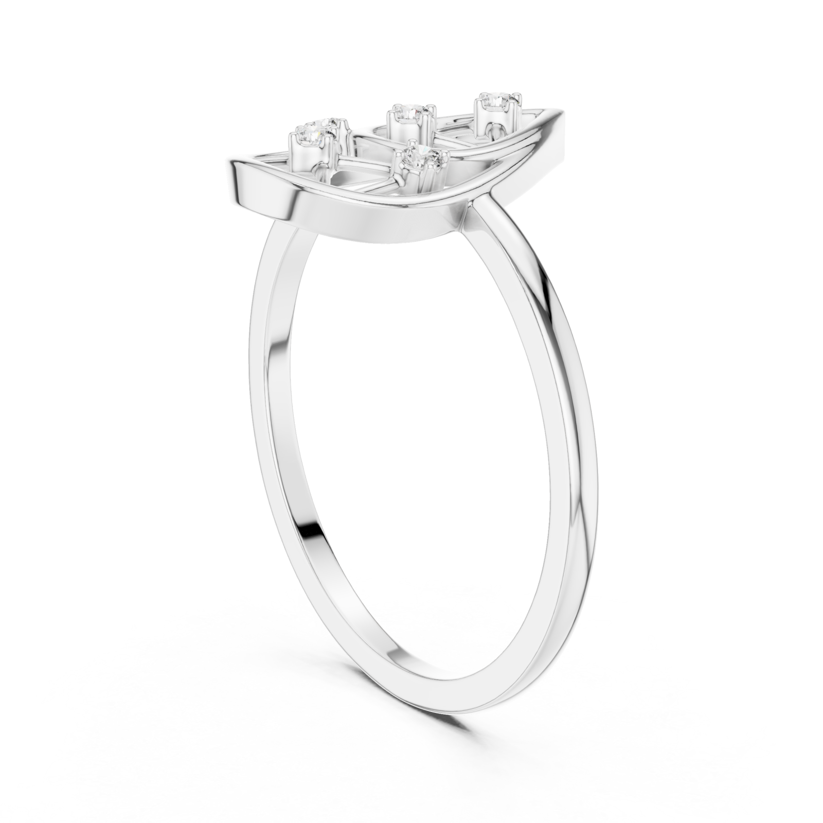  White Gold Muse Cascade Ring Left View