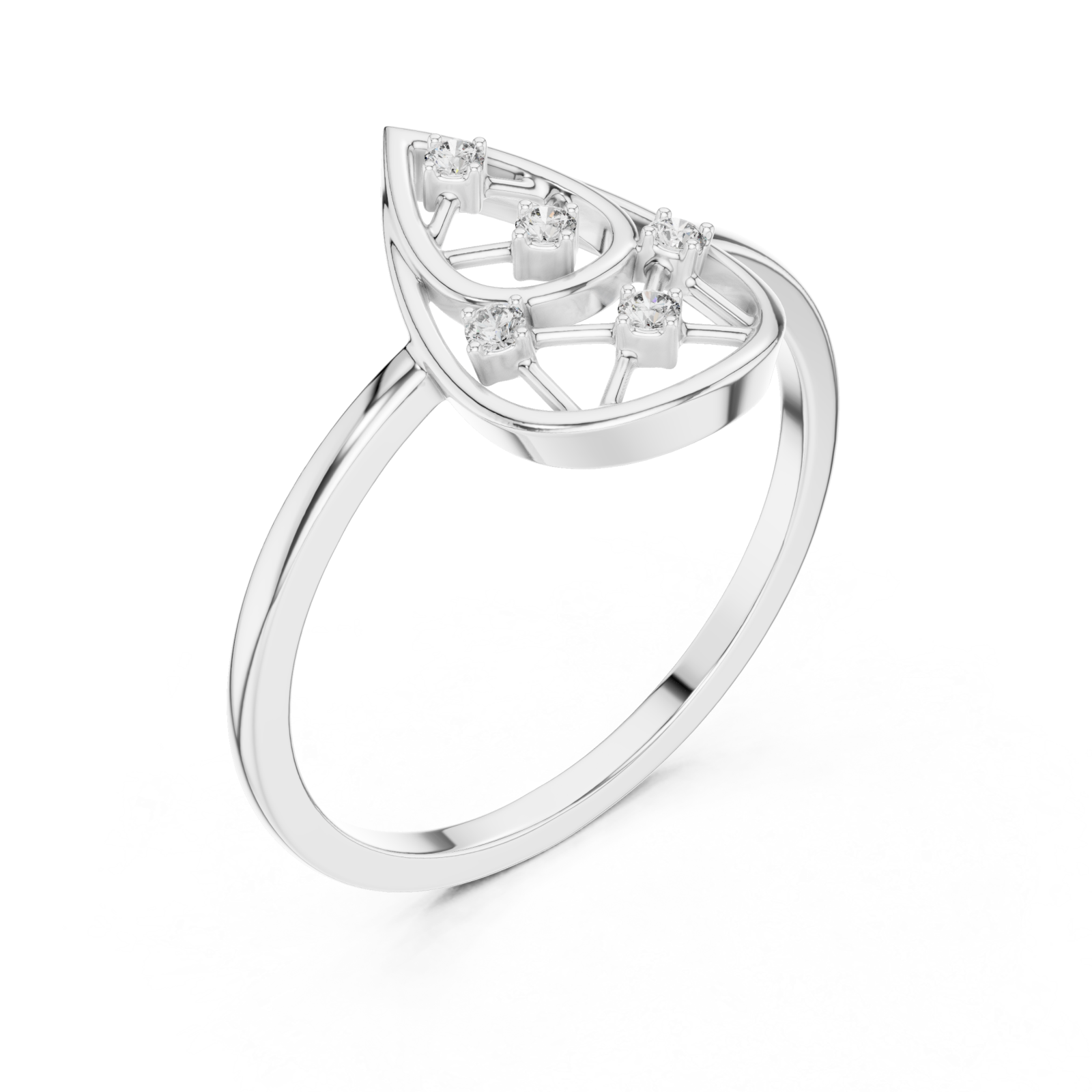  White Gold Muse Cascade Ring Right View