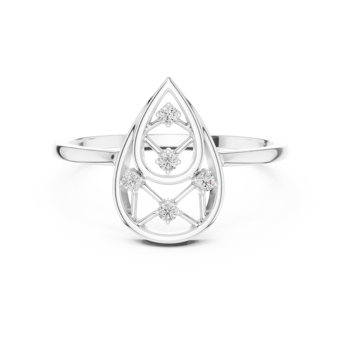  White Gold Muse Cascade Ring Right View