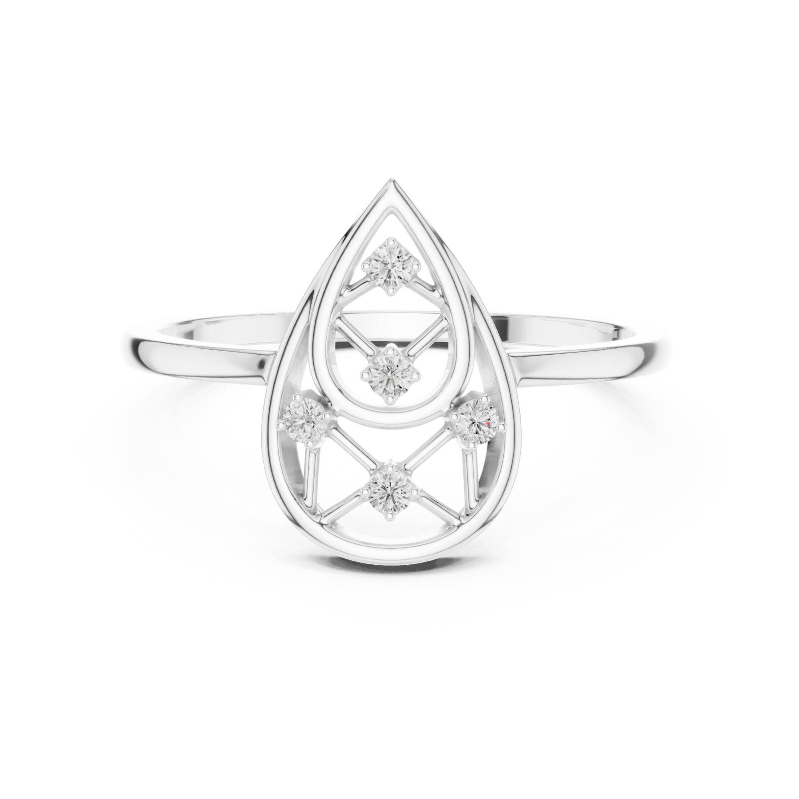  White Gold Muse Cascade Ring Front View