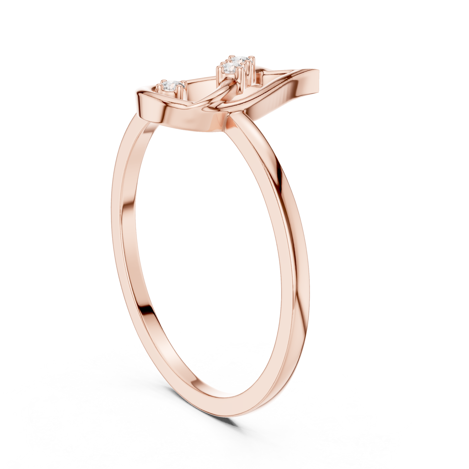  Rose Gold Willow Crest Ring Left View