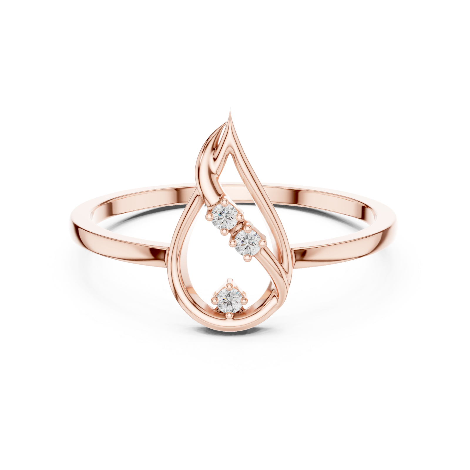  Rose Gold Willow Crest Ring Front View