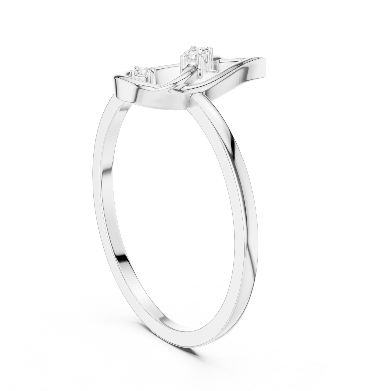  White Gold Willow Crest Ring Left View