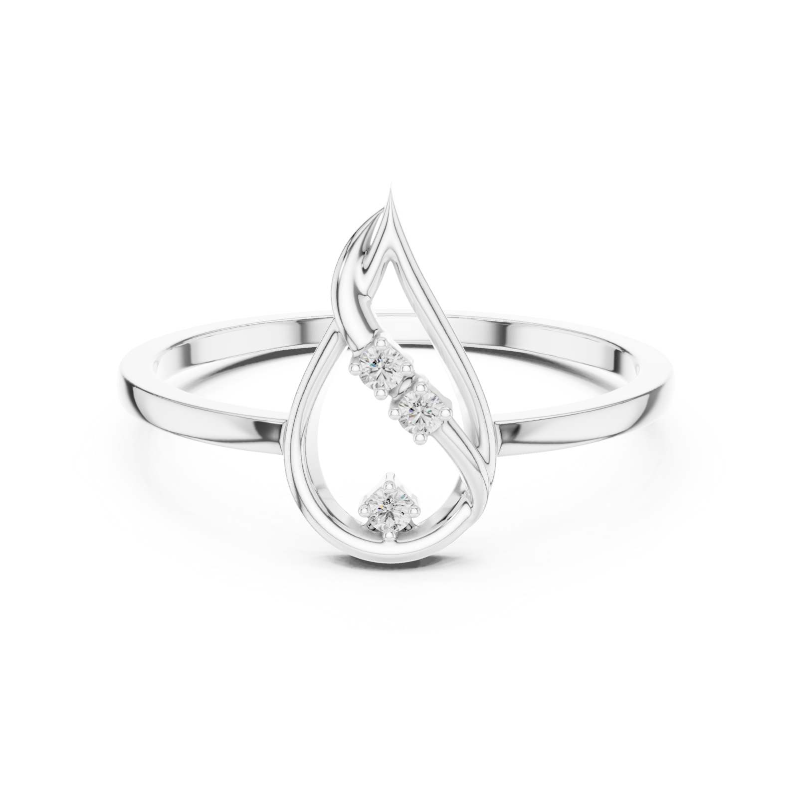  White Gold Willow Crest Ring Front View