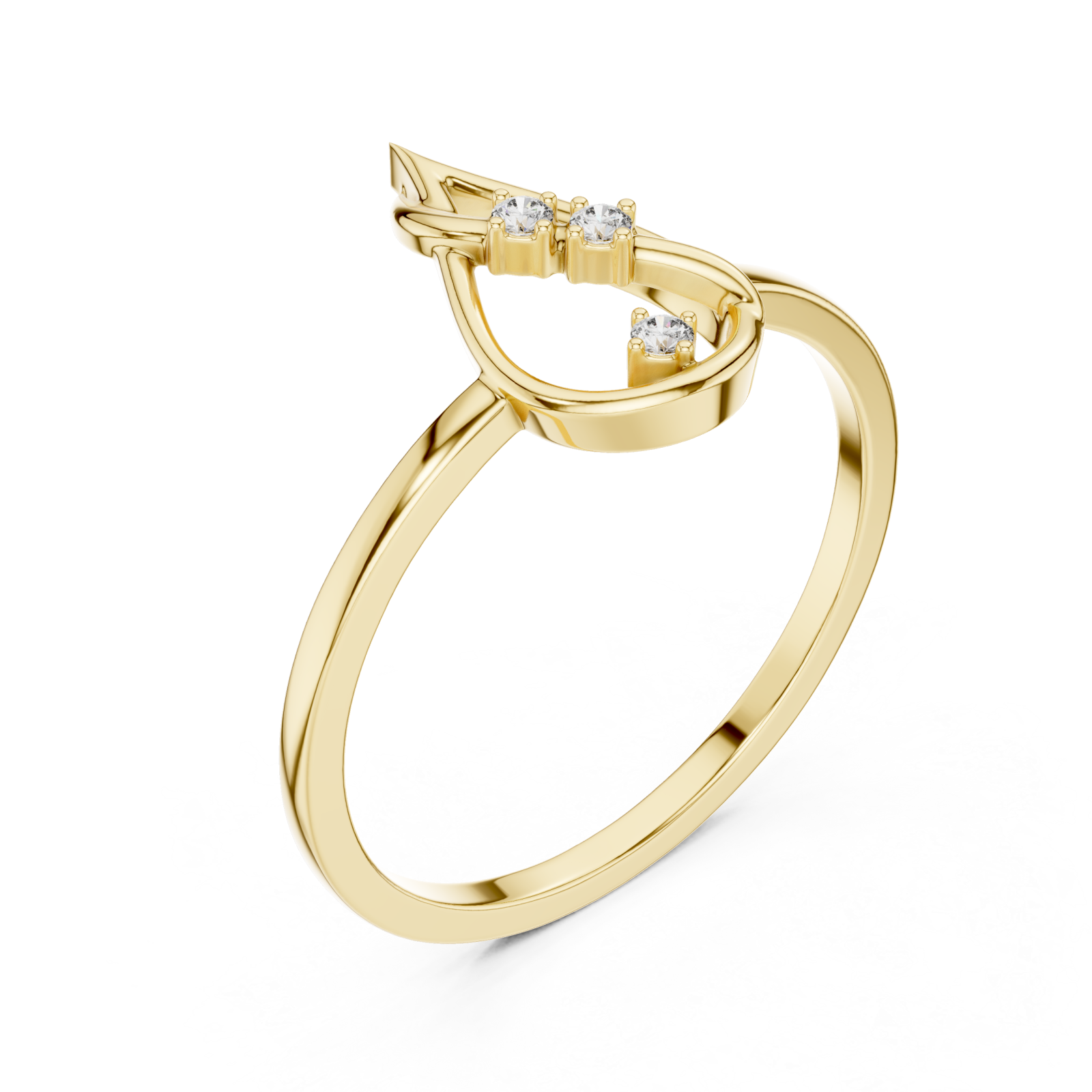 Gold Willow Crest Ring Right View
