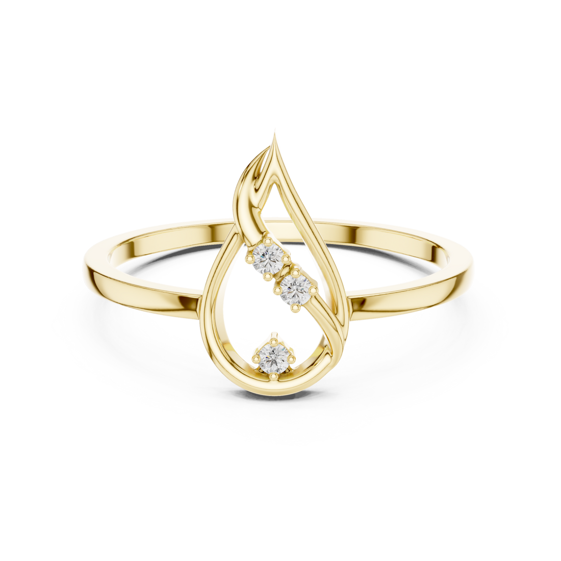 Gold Willow Crest Ring Right View