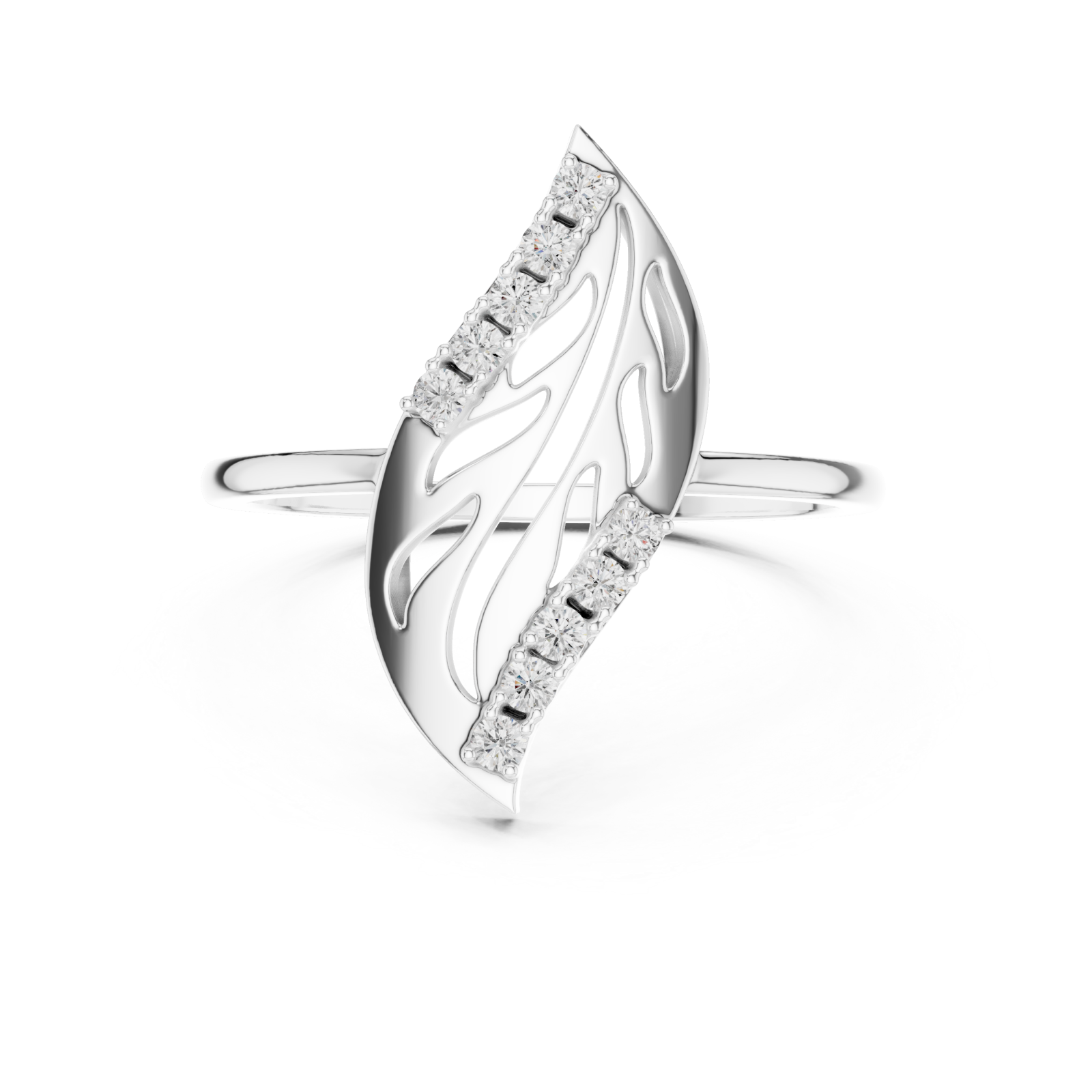  White Gold Willow Muse Ring Front View