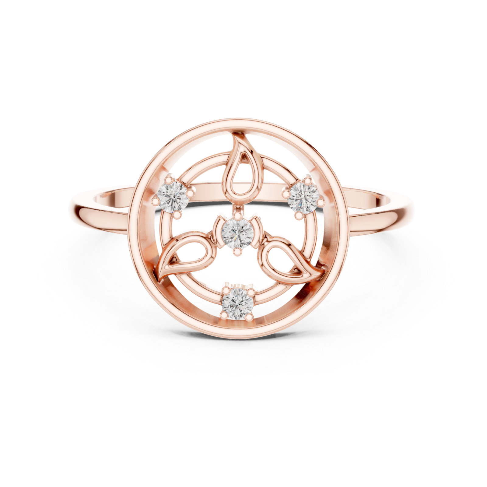  Rose Gold Glory Vine Ring Front View