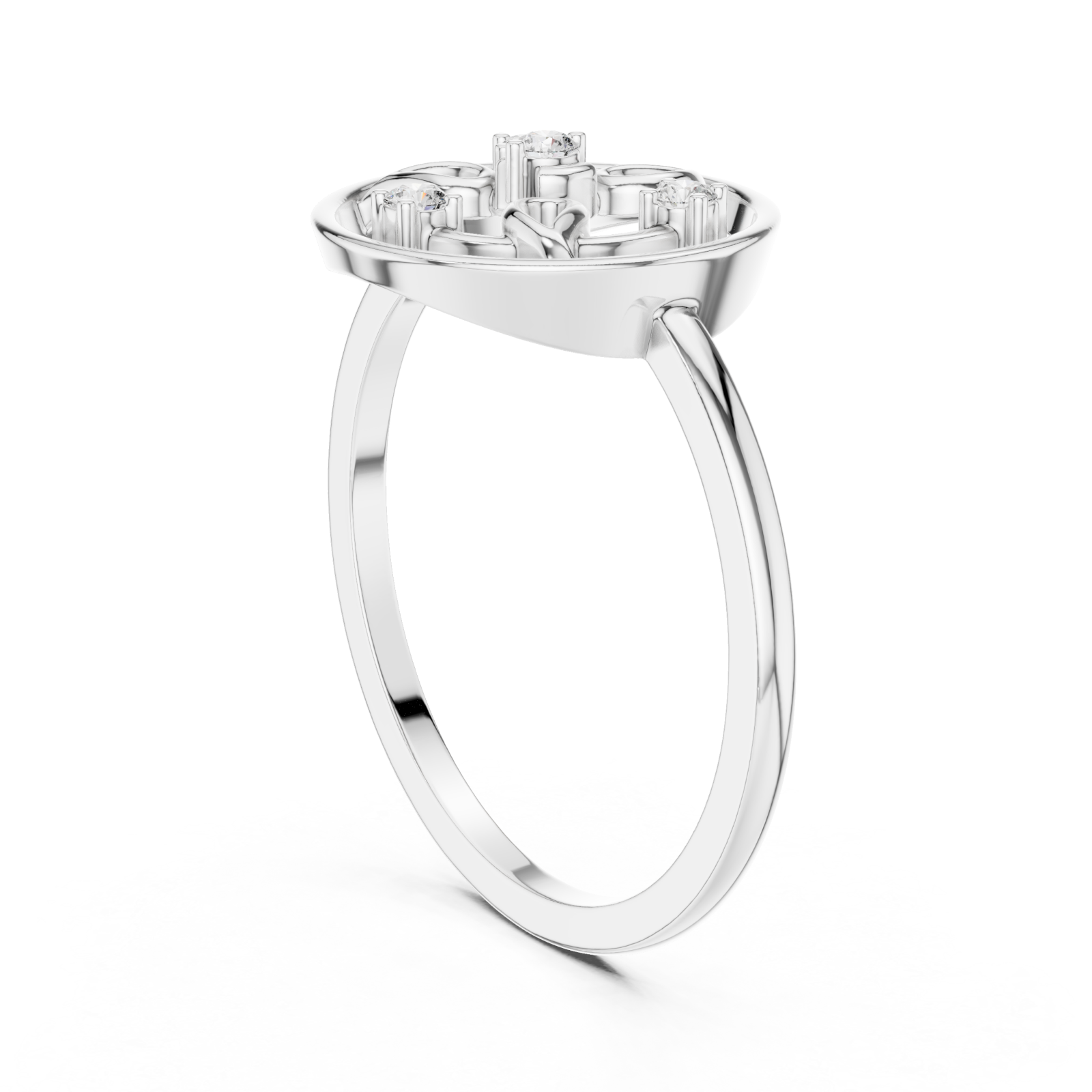  White Gold Glory Vine Ring Left View