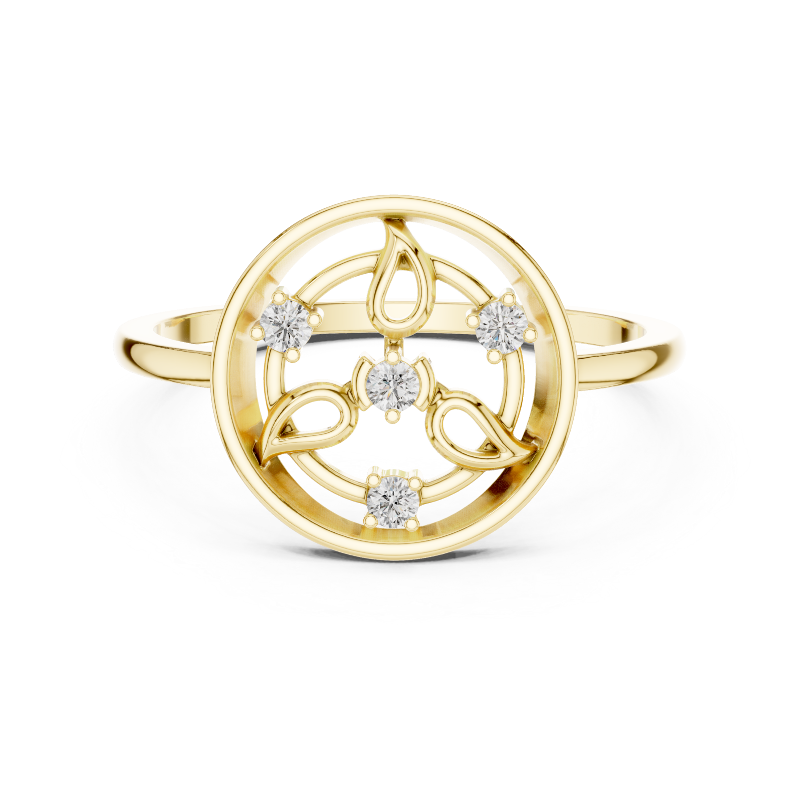  Gold Glory Vine Ring Front View