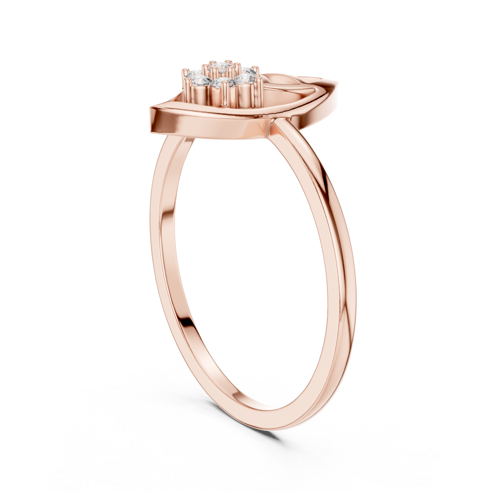  Rose Gold Petal Crest Statement Ring Left View
