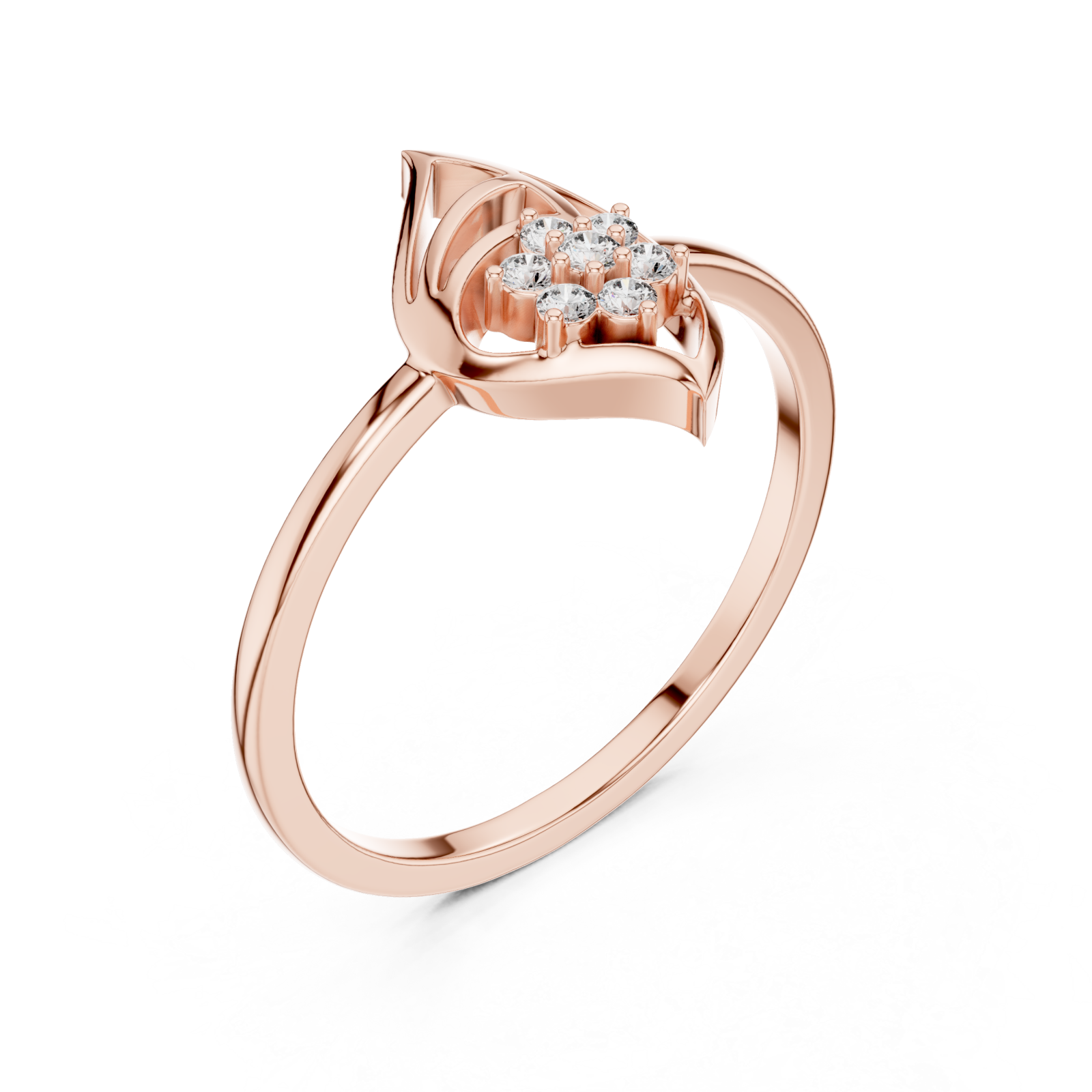  Rose Gold Petal Crest Statement Ring Right View