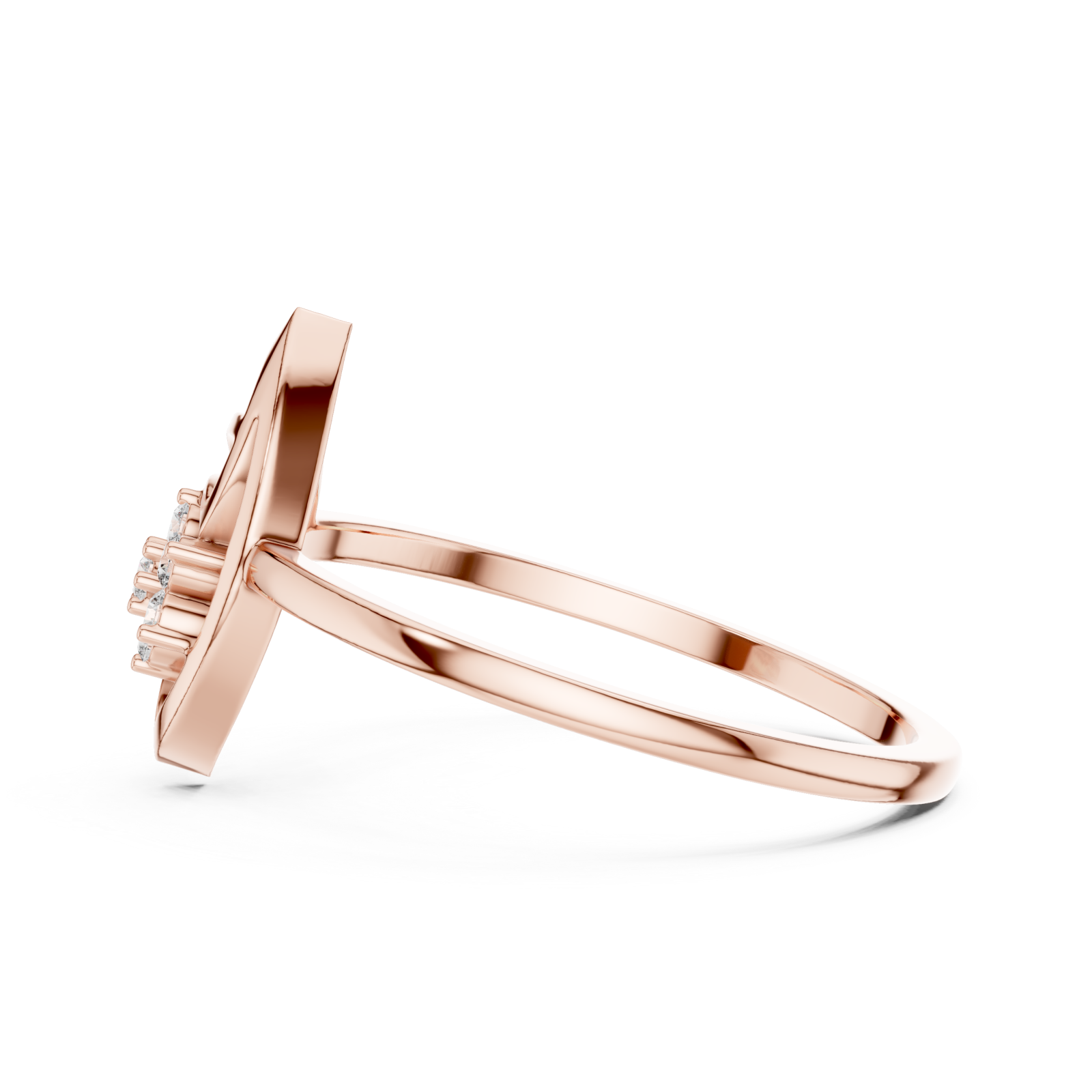  Rose Gold Petal Crest Statement Ring Side View