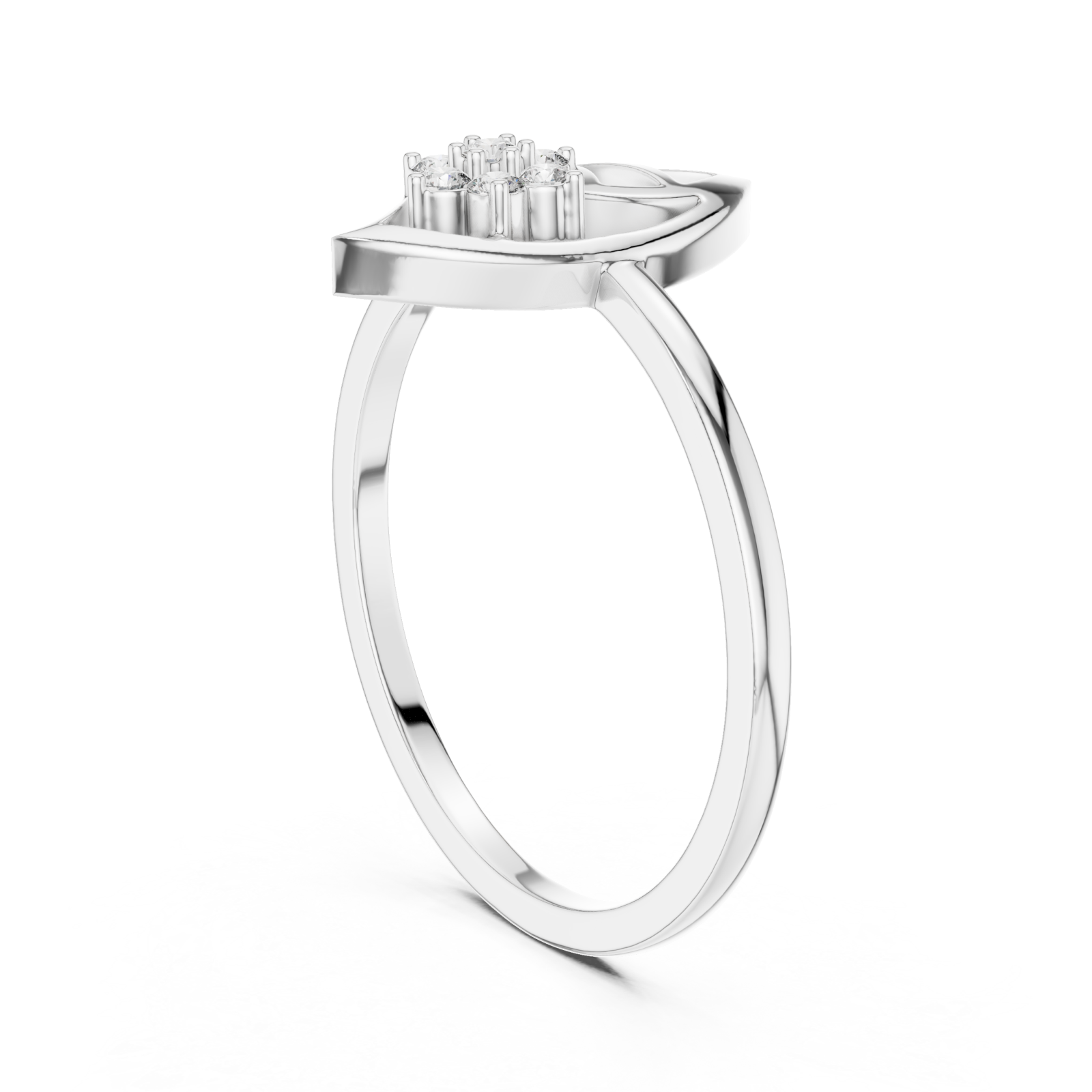  White Gold Petal Crest Statement Ring Left View