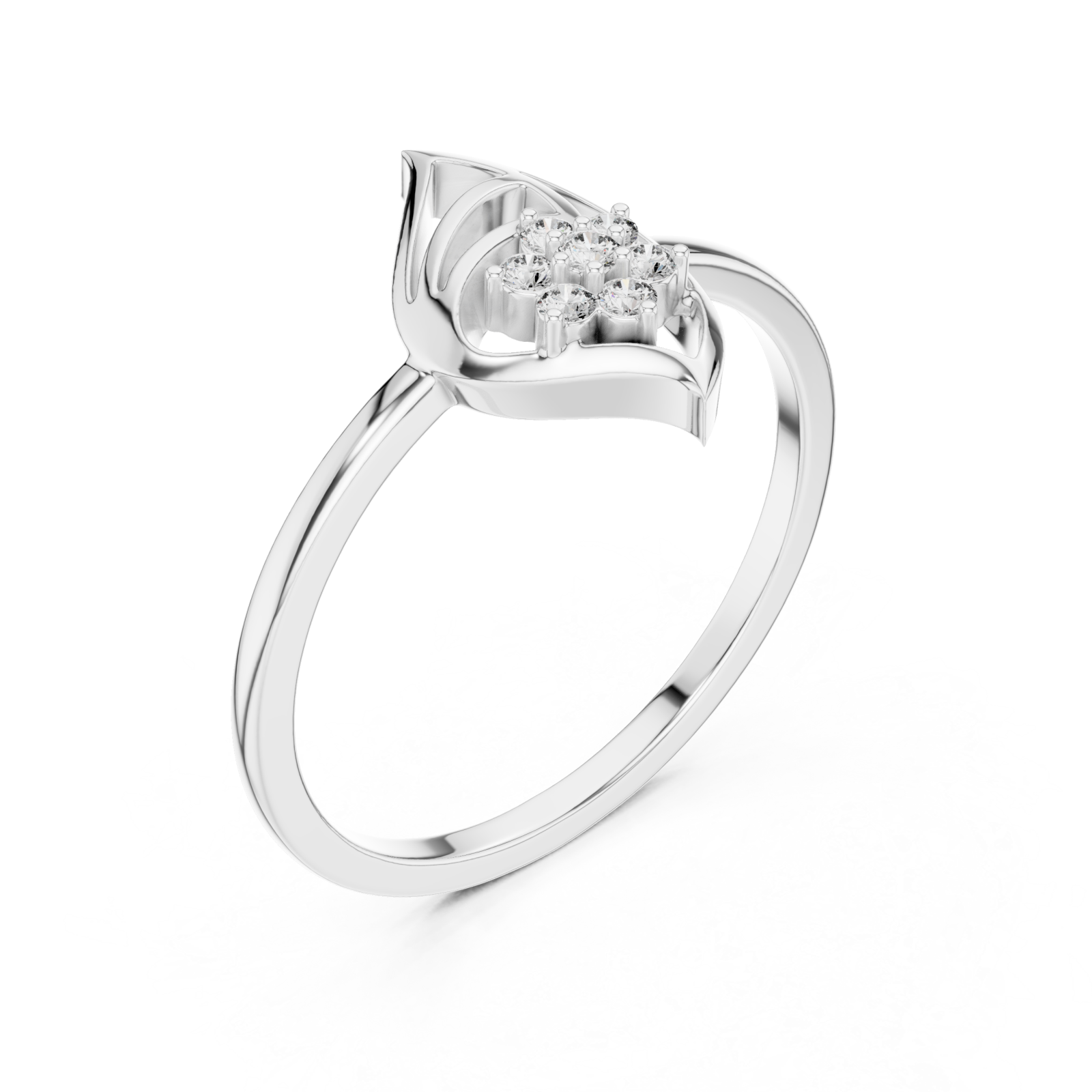  White Gold Petal Crest Statement Ring Right View