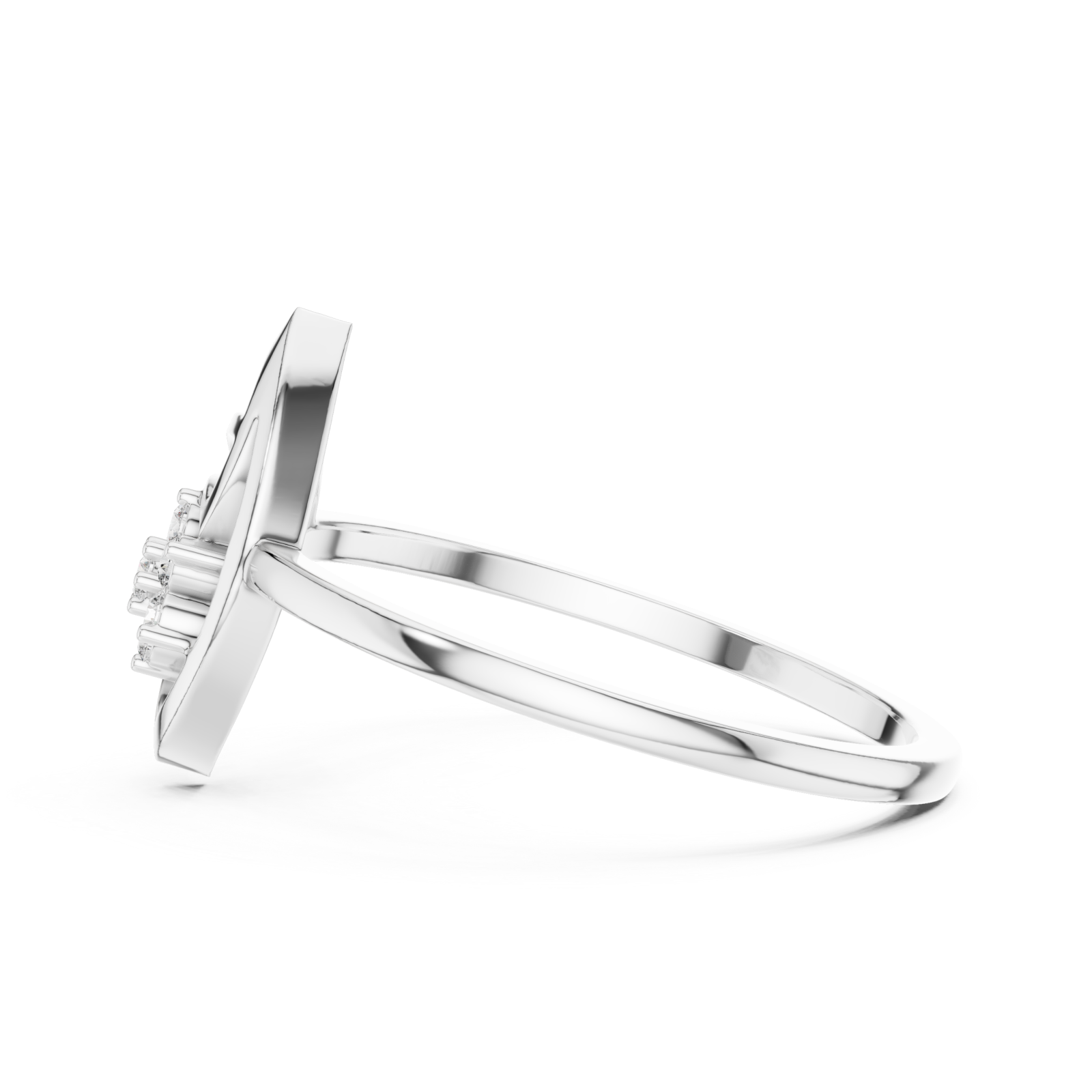  White Gold Petal Crest Statement Ring Side View